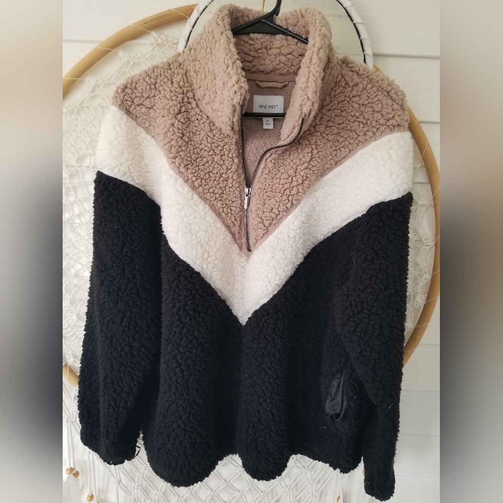 Nine West Sherpa 3 1/4  Zip Pullover Size Xlarge